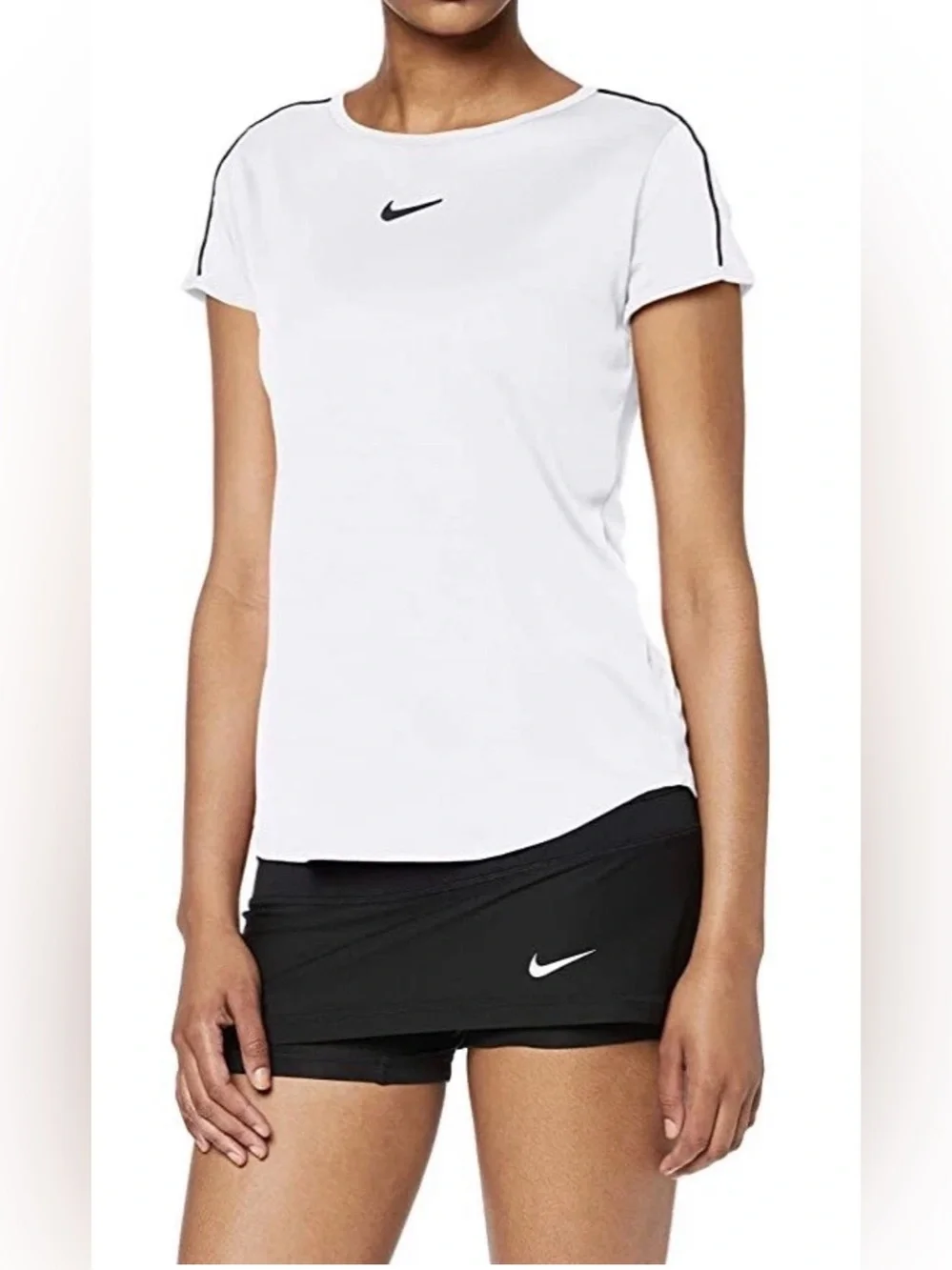 Nike Women's Slim Fit NikeCourt Dri-FIT Tennis White T-Shirt  (Medium)-“939328”
